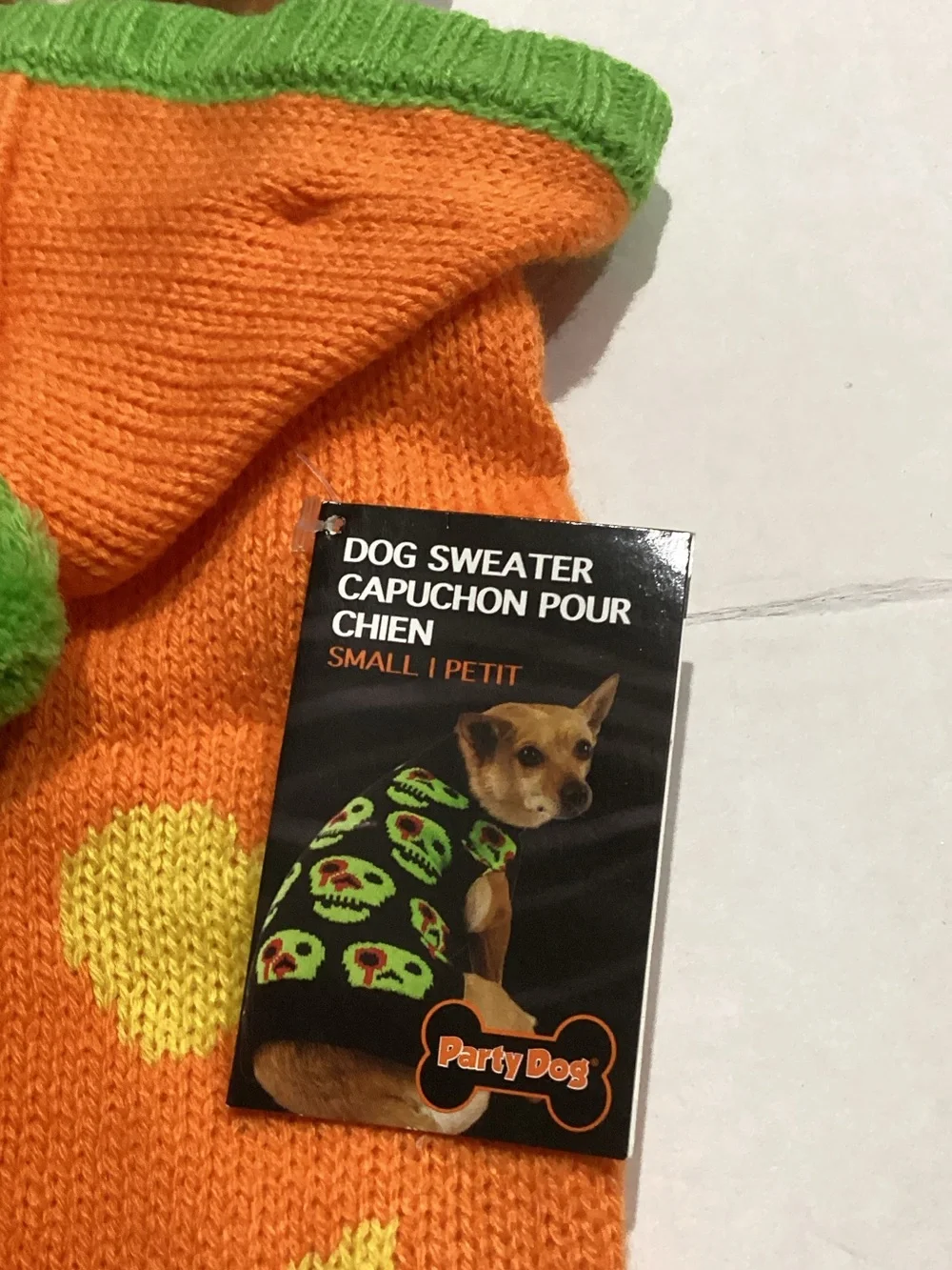 Orange & Green Pumpkin Hooded Dog Sweater